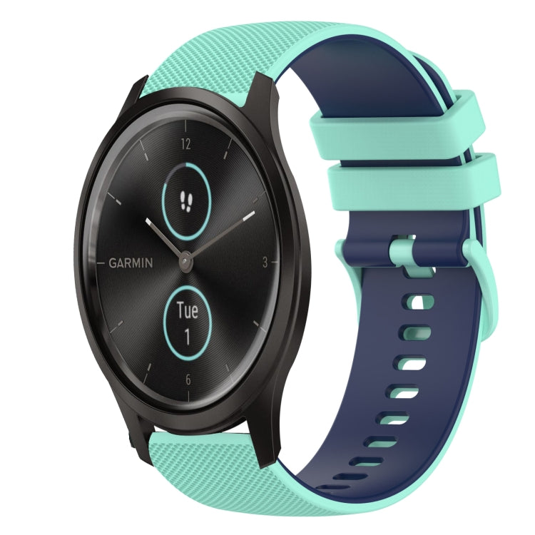 For Garmin VivoMove Style 20mm Checkered Two-Color Silicone Watch Band