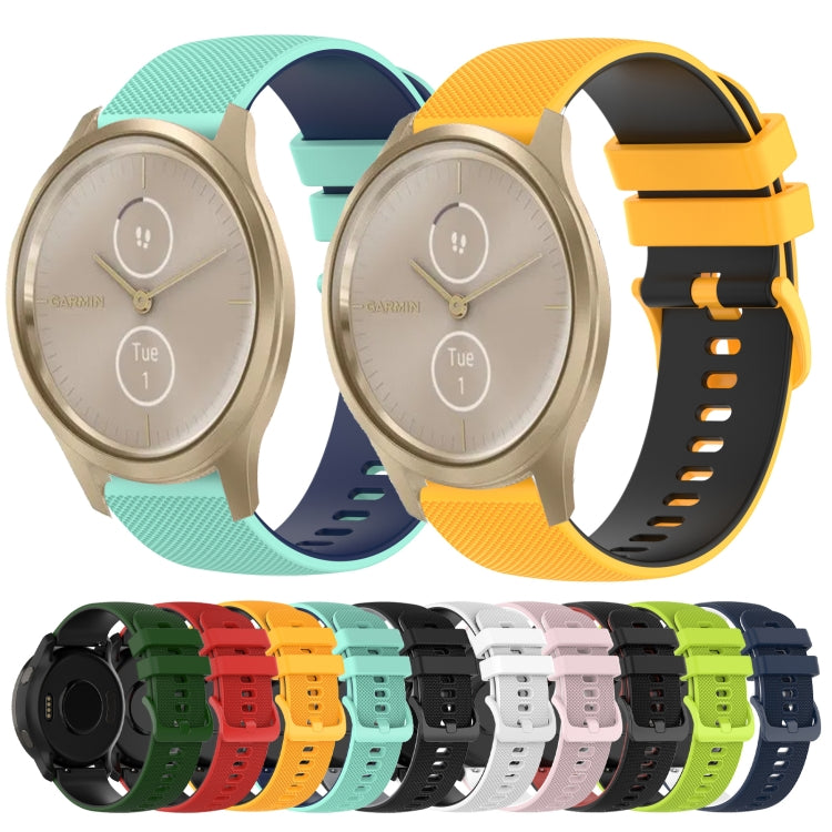 For Garmin VivoMove Style 20mm Checkered Two-Color Silicone Watch Band