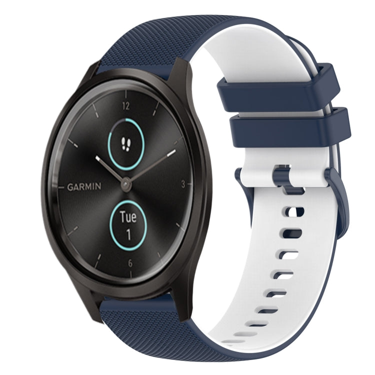 For Garmin GarminMove Style 20mm Checkered Two-Color Silicone Watch Band