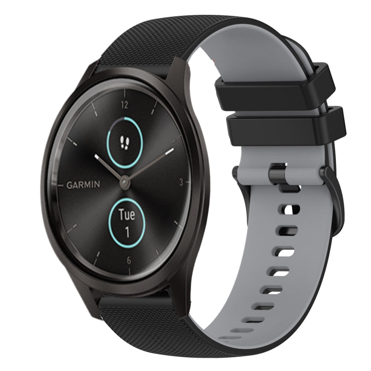 For Garmin GarminMove Style 20mm Checkered Two-Color Silicone Watch Band