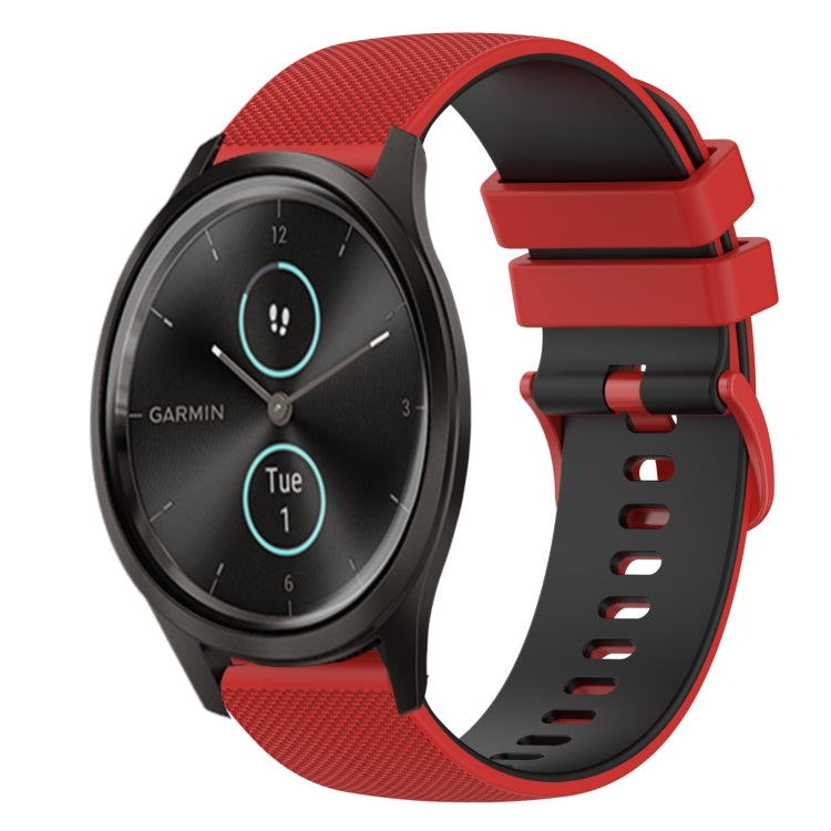 For Garmin GarminMove Style 20mm Checkered Two-Color Silicone Watch Band