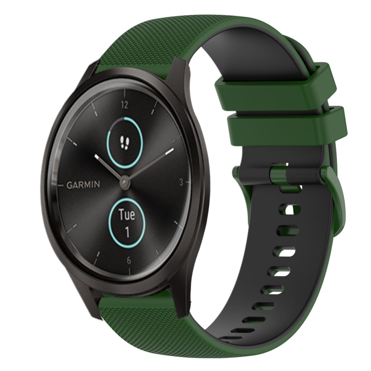 For Garmin GarminMove Style 20mm Checkered Two-Color Silicone Watch Band