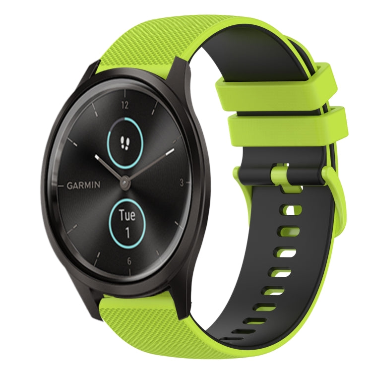 For Garmin GarminMove Style 20mm Checkered Two-Color Silicone Watch Band