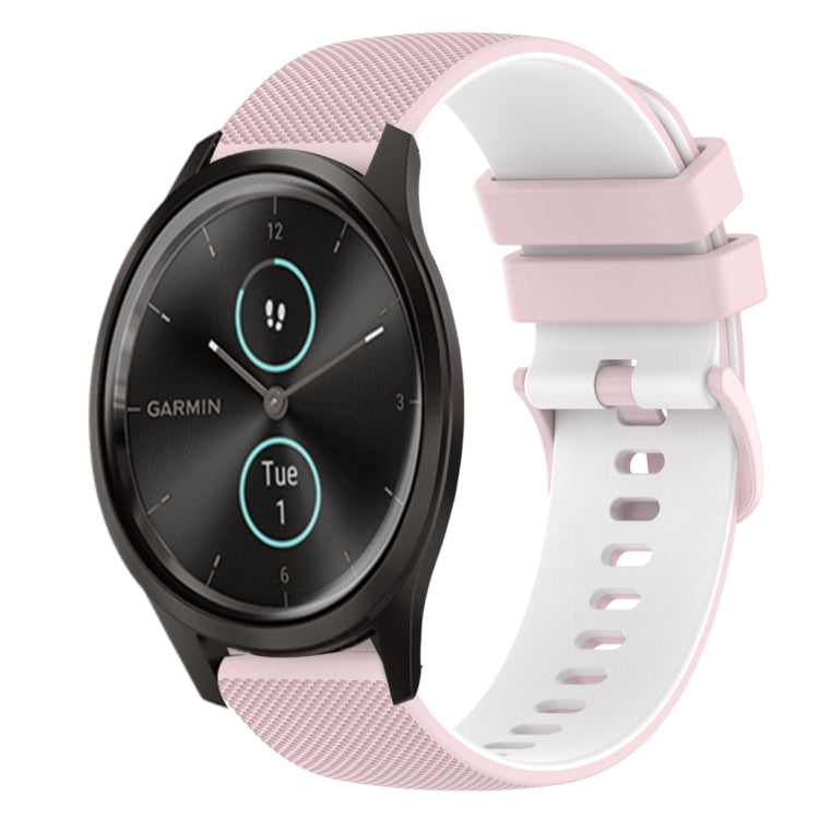 For Garmin GarminMove Style 20mm Checkered Two-Color Silicone Watch Band