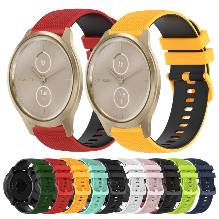 For Garmin GarminMove Style 20mm Checkered Two-Color Silicone Watch Band