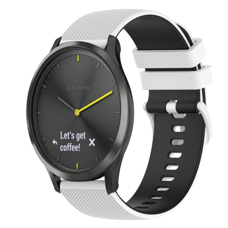 For Garmin Vivomove 20mm Checkered Two-Color Silicone Watch Band