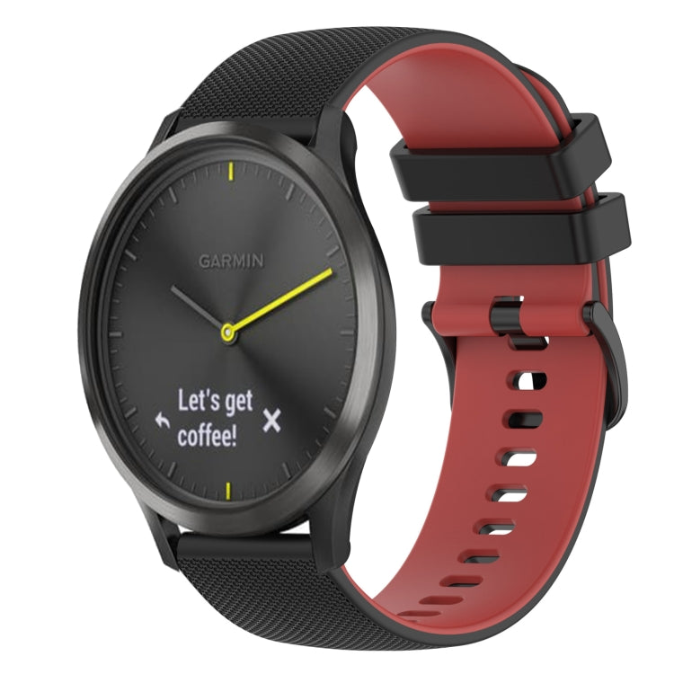 For Garmin Vivomove 20mm Checkered Two-Color Silicone Watch Band