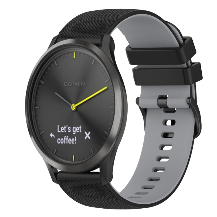 For Garmin Vivomove 20mm Checkered Two-Color Silicone Watch Band