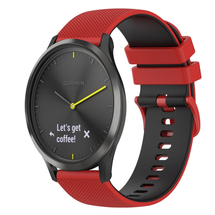 For Garmin Vivomove 20mm Checkered Two-Color Silicone Watch Band