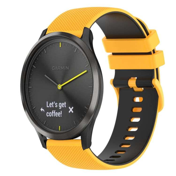 For Garmin Vivomove 20mm Checkered Two-Color Silicone Watch Band