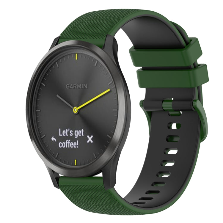 For Garmin Vivomove 20mm Checkered Two-Color Silicone Watch Band