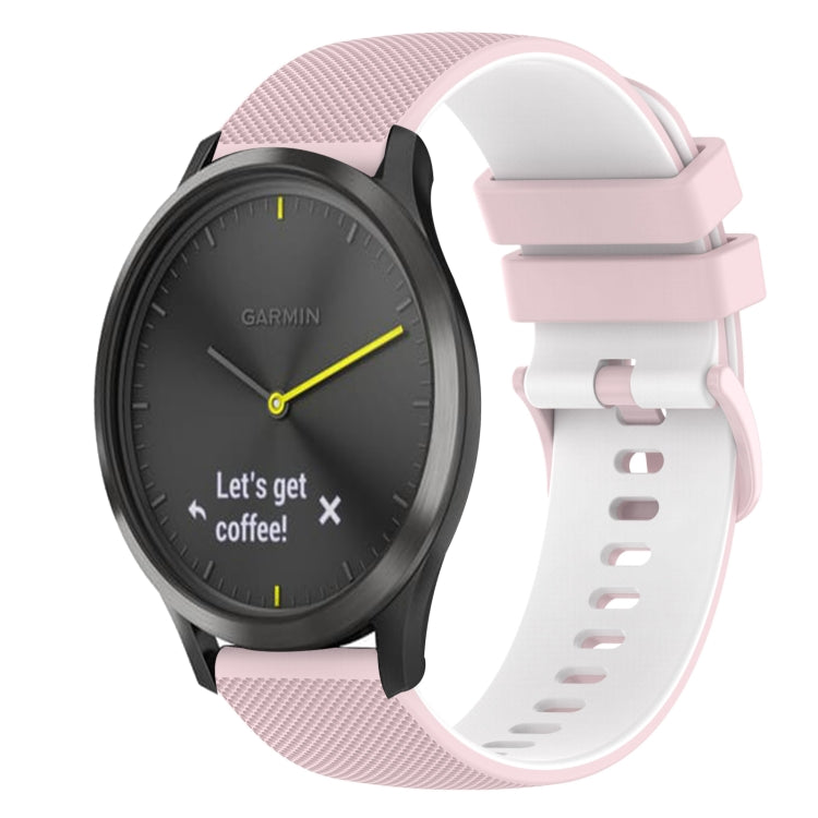 For Garmin Vivomove 20mm Checkered Two-Color Silicone Watch Band