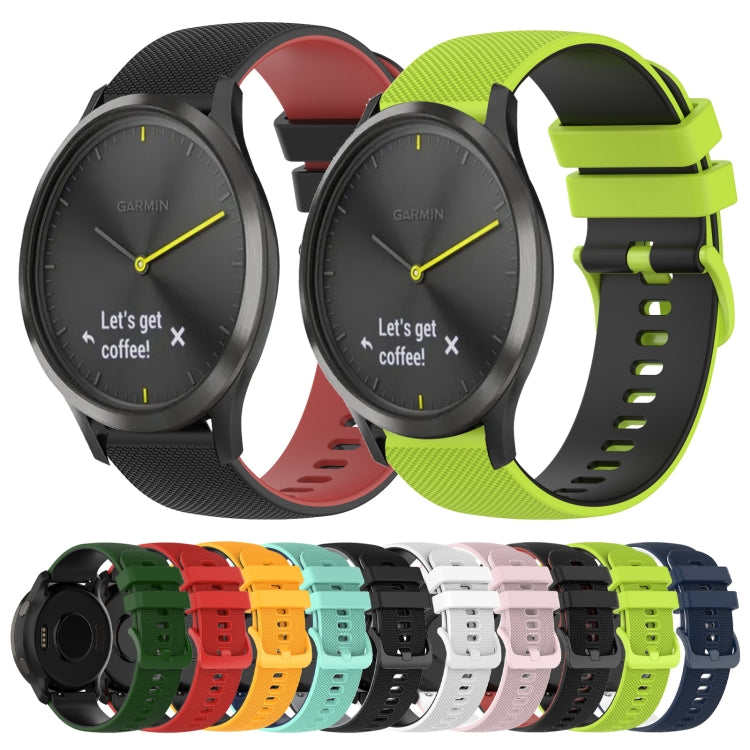 For Garmin Vivomove 20mm Checkered Two-Color Silicone Watch Band