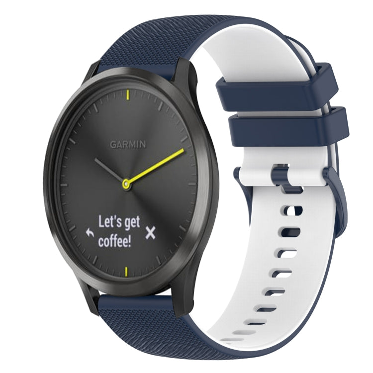 For Garmin Vivomove HR Sport 20mm Checkered Two-Color Silicone Watch Band