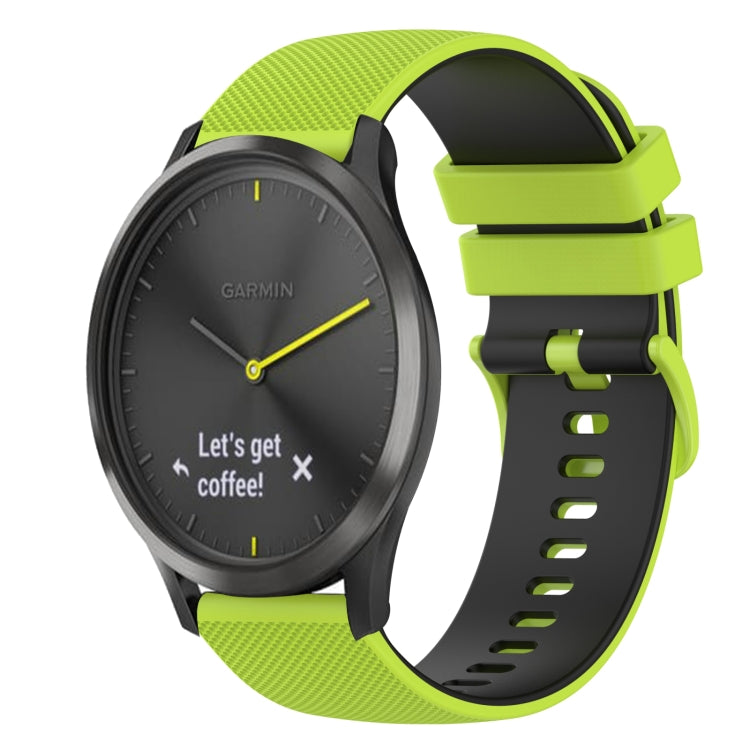 For Garmin Vivomove HR Sport 20mm Checkered Two-Color Silicone Watch Band