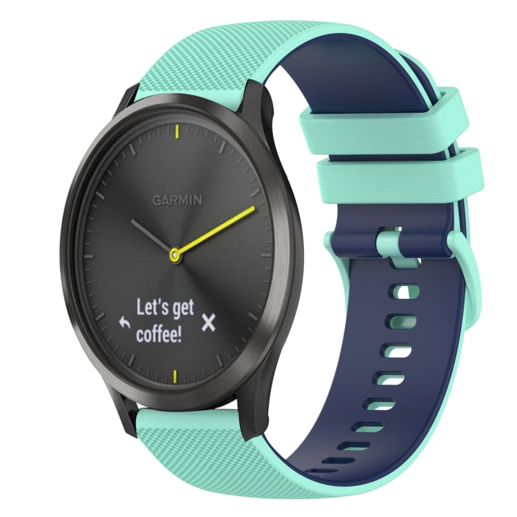 For Garmin Vivomove HR Sport 20mm Checkered Two-Color Silicone Watch Band