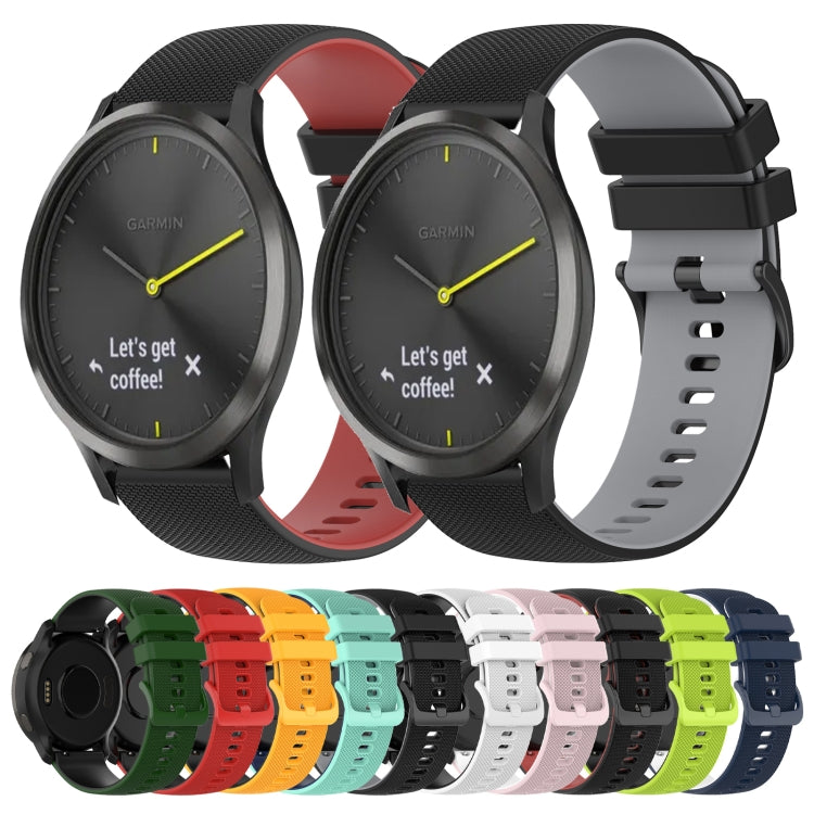 For Garmin Vivomove HR Sport 20mm Checkered Two-Color Silicone Watch Band