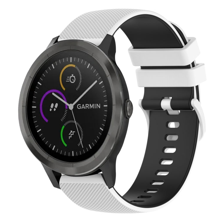 For Garmin Vivoactive 3 20mm Checkered Two-Color Silicone Watch Band