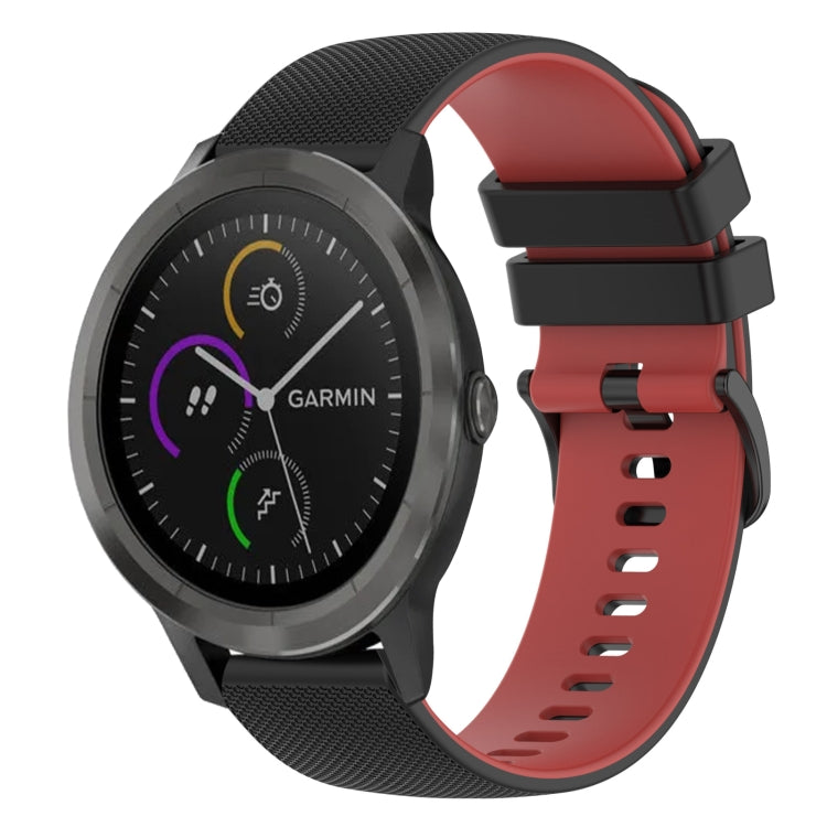 For Garmin Vivoactive 3 20mm Checkered Two-Color Silicone Watch Band