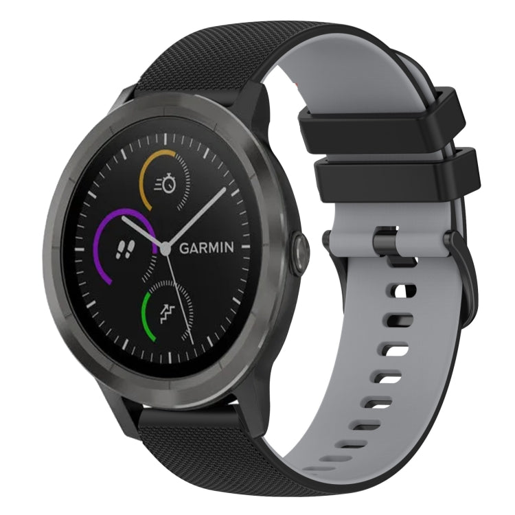 For Garmin Vivoactive 3 20mm Checkered Two-Color Silicone Watch Band
