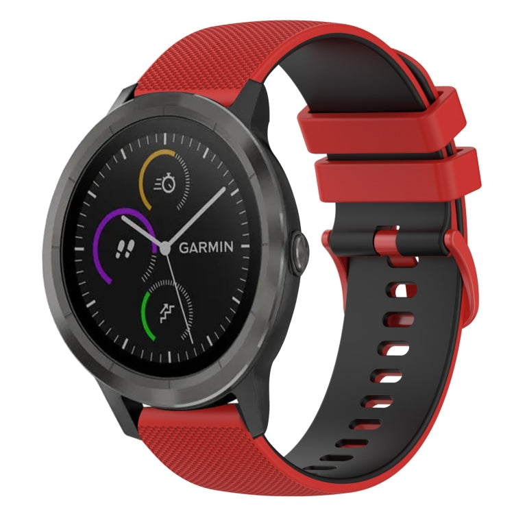 For Garmin Vivoactive 3 20mm Checkered Two-Color Silicone Watch Band