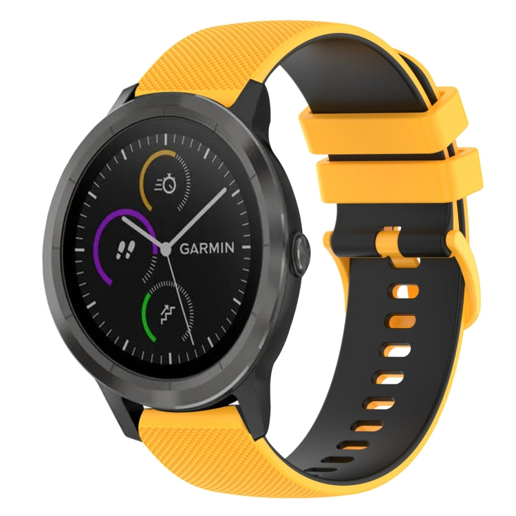 For Garmin Vivoactive 3 20mm Checkered Two-Color Silicone Watch Band