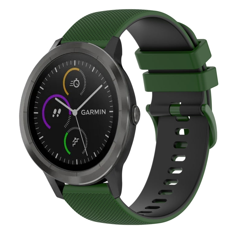For Garmin Vivoactive 3 20mm Checkered Two-Color Silicone Watch Band