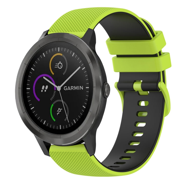 For Garmin Vivoactive 3 20mm Checkered Two-Color Silicone Watch Band