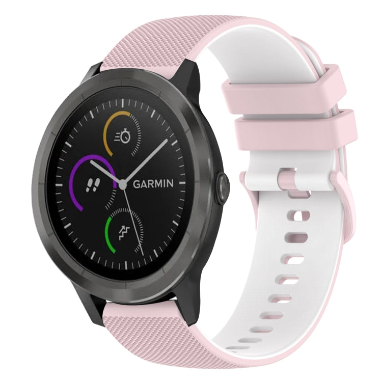 For Garmin Vivoactive 3 20mm Checkered Two-Color Silicone Watch Band