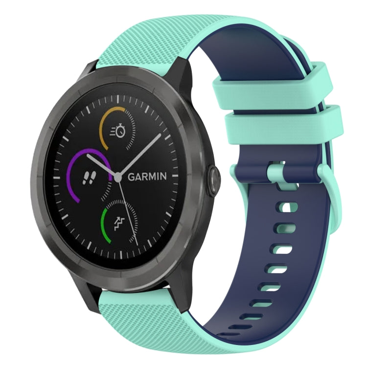 For Garmin Vivoactive 3 20mm Checkered Two-Color Silicone Watch Band
