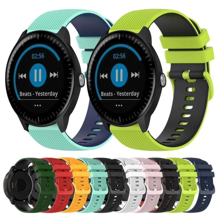 For Garmin Vivoactive 3 20mm Checkered Two-Color Silicone Watch Band