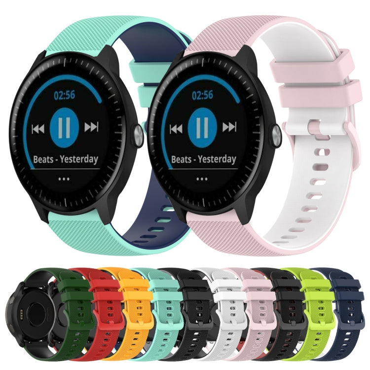 For Garmin Vivoactive3 Music 20mm Checkered Two-Color Silicone Watch Band