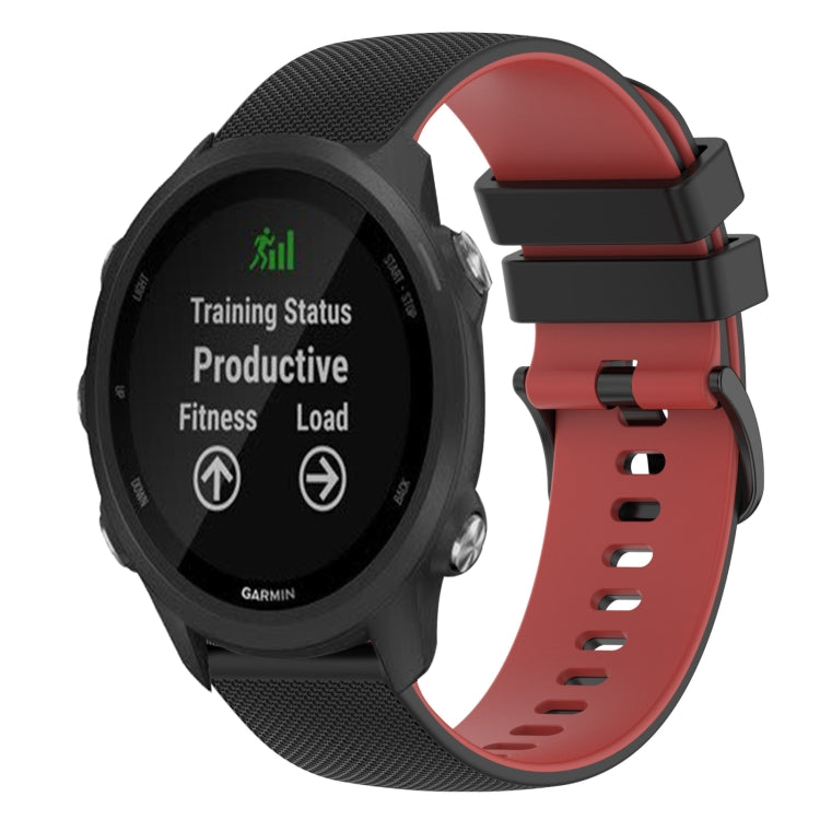 For Garmin Forerunner 245 Music 20mm Checkered Two-Color Silicone Watch Band
