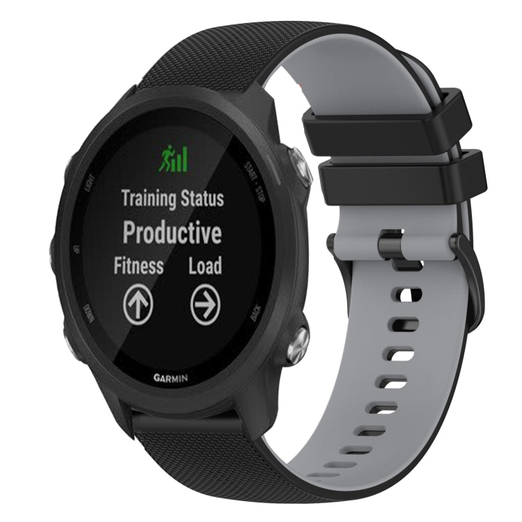 For Garmin Forerunner 245 Music 20mm Checkered Two-Color Silicone Watch Band