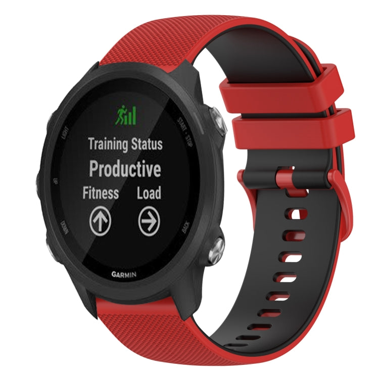 For Garmin Forerunner 245 Music 20mm Checkered Two-Color Silicone Watch Band
