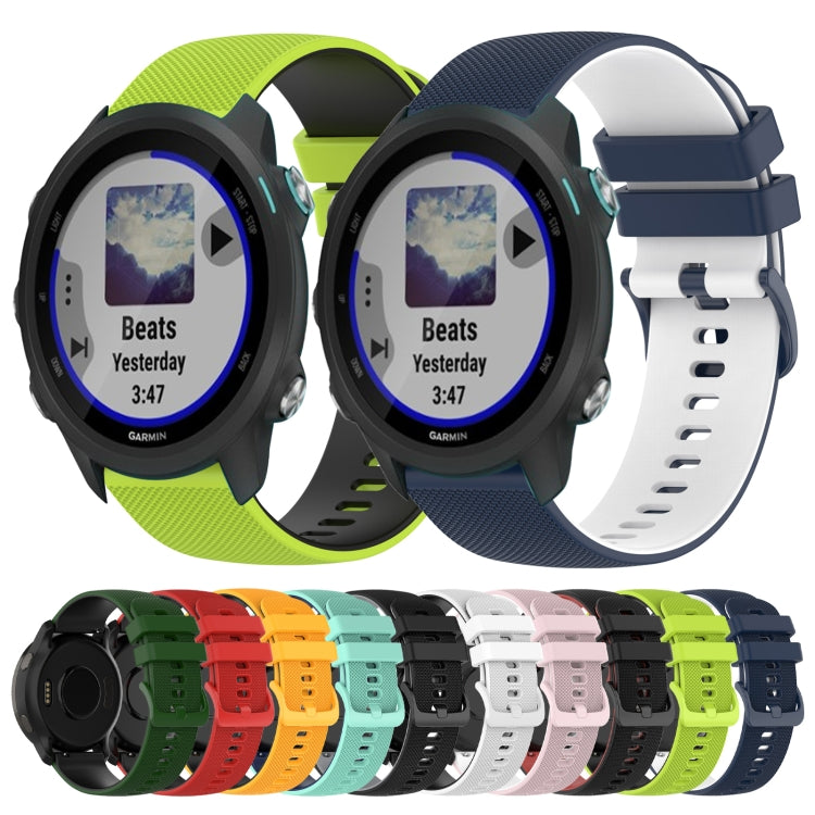 For Garmin Forerunner 245 Music 20mm Checkered Two-Color Silicone Watch Band
