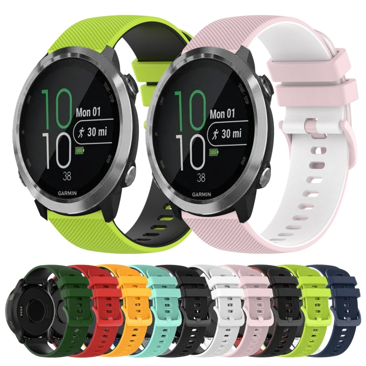 For Garmin Forerunner 645 20mm Checkered Two-Color Silicone Watch Band