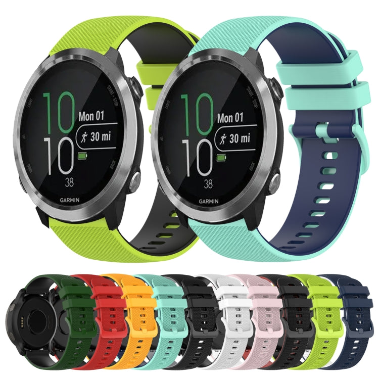 For Garmin Forerunner 645 Music 20mm Checkered Two-Color Silicone Watch Band