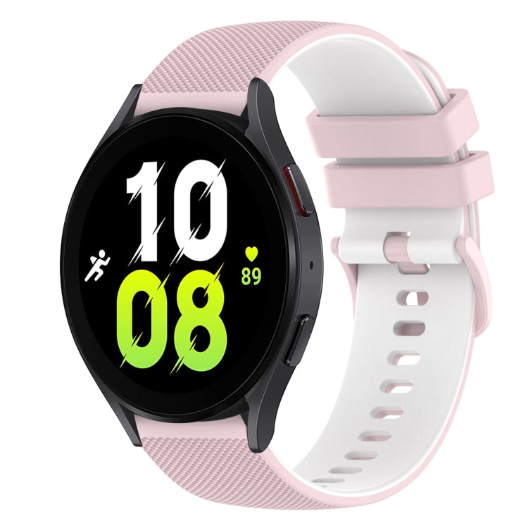 For Samsung Galaxy Watch5 44mm 20mm Checkered Two-Color Silicone Watch Band