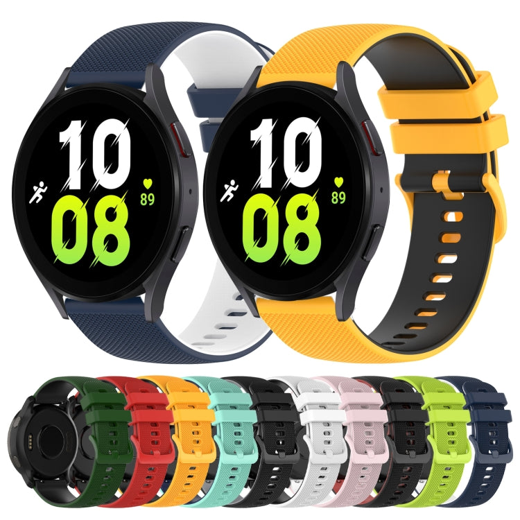 For Samsung Galaxy Watch5 44mm 20mm Checkered Two-Color Silicone Watch Band
