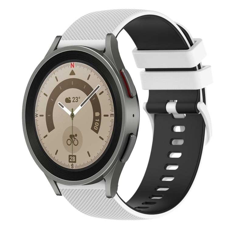 For Samsung Galaxy Watch5 Pro 45mm 20mm Checkered Two-Color Silicone Watch Band