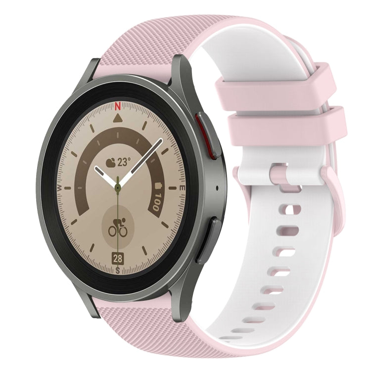 For Samsung Galaxy Watch5 Pro 45mm 20mm Checkered Two-Color Silicone Watch Band