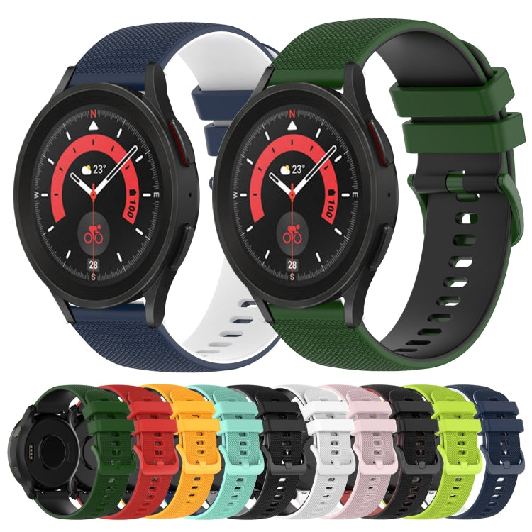 For Samsung Galaxy Watch5 Pro 45mm 20mm Checkered Two-Color Silicone Watch Band