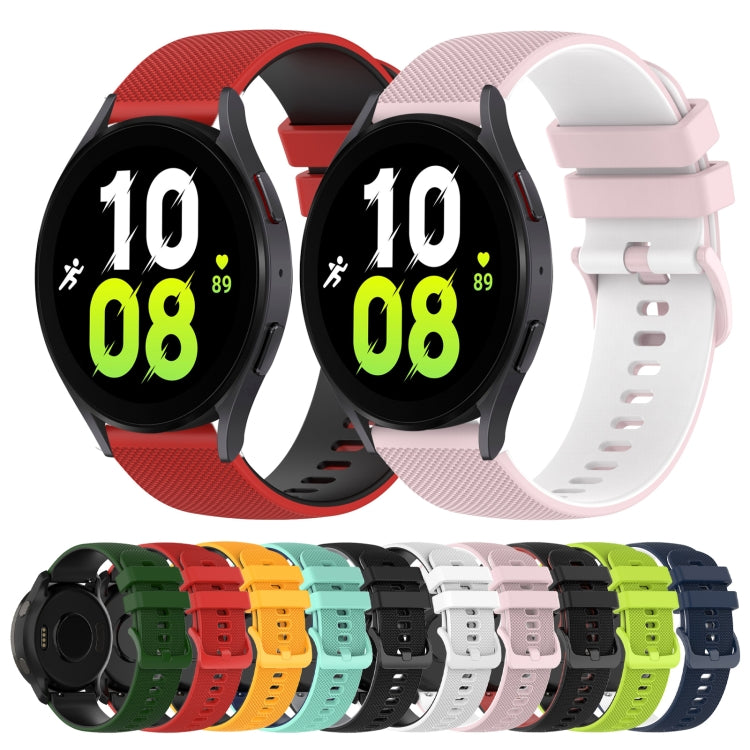 For Samsung Galaxy Watch4 40mm 20mm Checkered Two-Color Silicone Watch Band