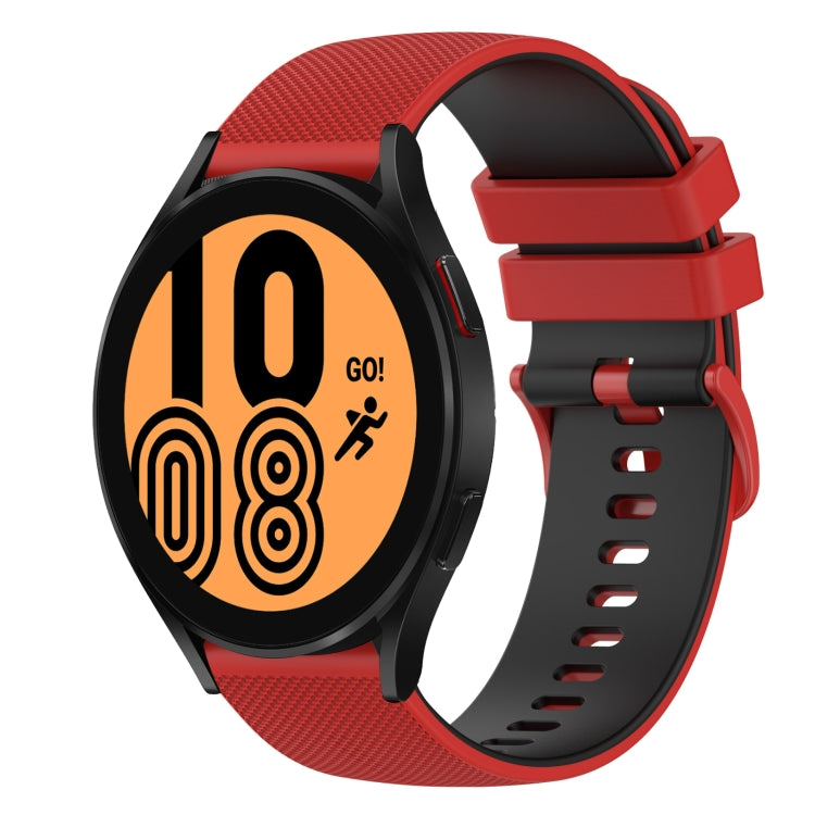For Samsung Galaxy Watch4 44mm 20mm Checkered Two-Color Silicone Watch Band