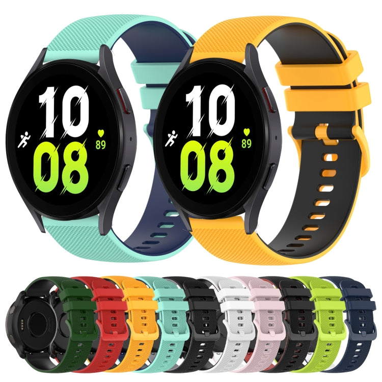 For Samsung Galaxy Watch4 44mm 20mm Checkered Two-Color Silicone Watch Band