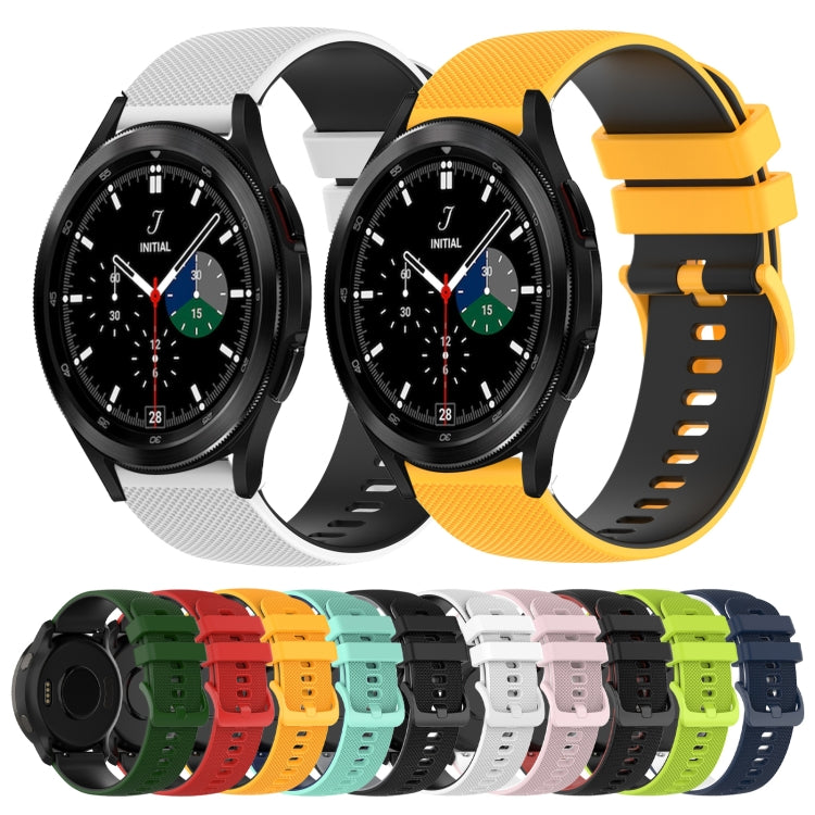 For Samsung  Galaxy Watch4 Classic 42mm 20mm Checkered Two-Color Silicone Watch Band