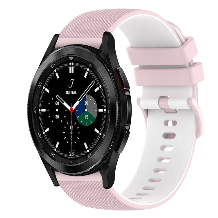 For Samsung  Galaxy Watch4 Classic 46mm 20mm Checkered Two-Color Silicone Watch Band