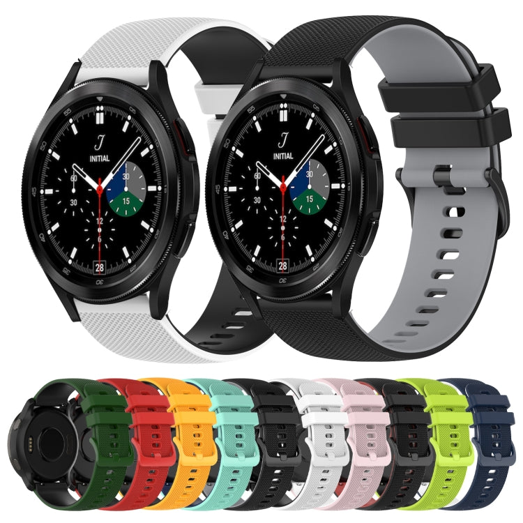 For Samsung  Galaxy Watch4 Classic 46mm 20mm Checkered Two-Color Silicone Watch Band