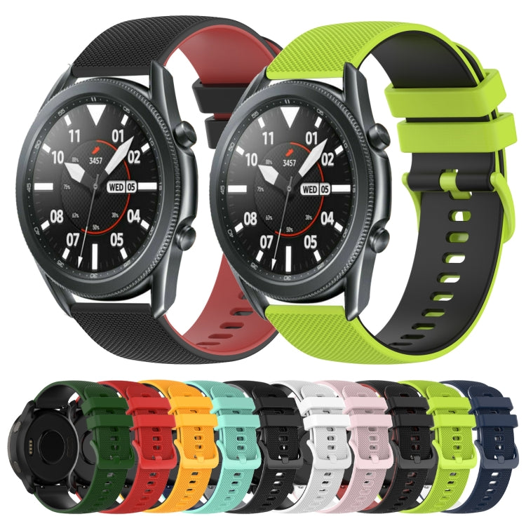 For Samsung Galaxy Watch3 41mm 20mm Checkered Two-Color Silicone Watch Band